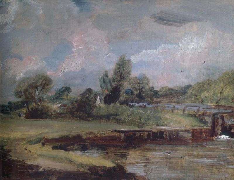 John Constable Flatford Lock 1810-12 oil painting image